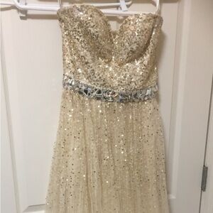 Elegant Gold Strapless Dress